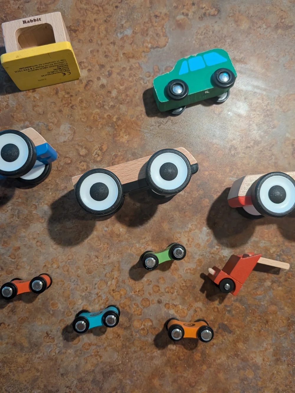 Wooden Toy Car Set - Assorted Green, Blue, Orange, Yellow IKEA And Hape Brands